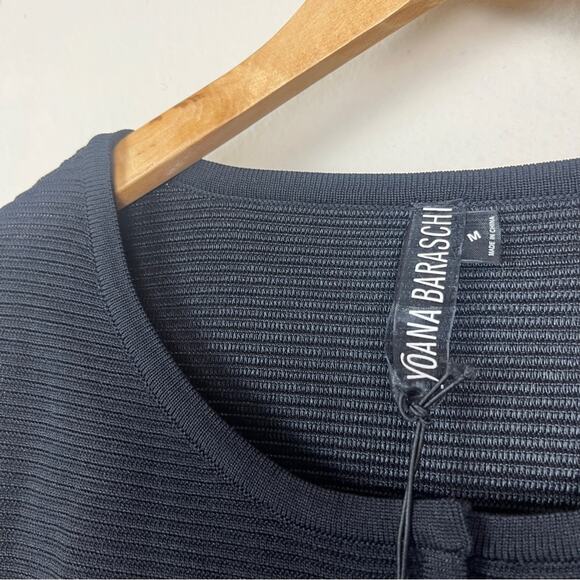 YOANA BARASCHI Black Mesh Knit Snap Button Long Sleeve Jacket MEDIUM NWT - Picture 4 of 8